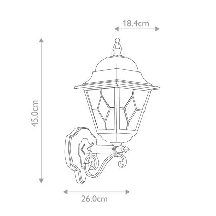 Elstead NR1-BLK - Aplique de exterior NORFOLK 1xE27/100W/230V IP43