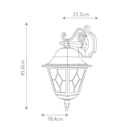 Elstead NR2-BLK - Aplique de exterior NORFOLK 1xE27/100W/230V IP43