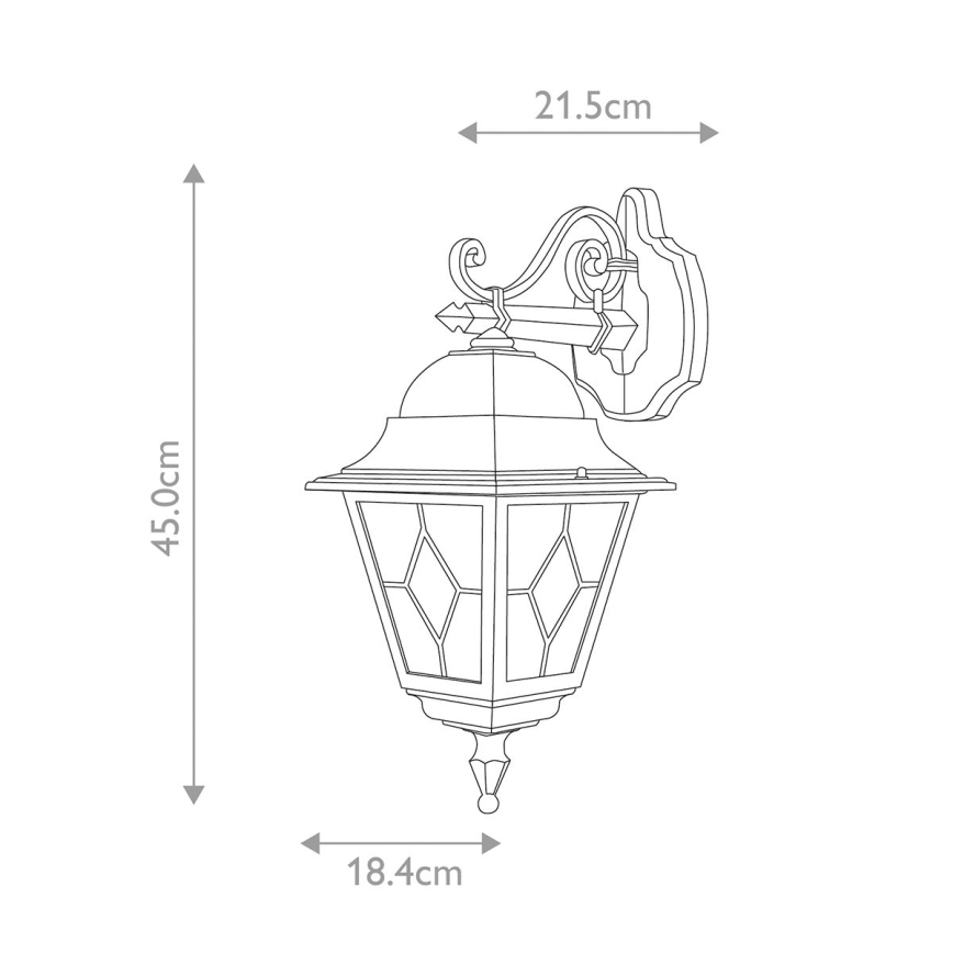 Elstead NR2-BLK - Aplique de exterior NORFOLK 1xE27/100W/230V IP43