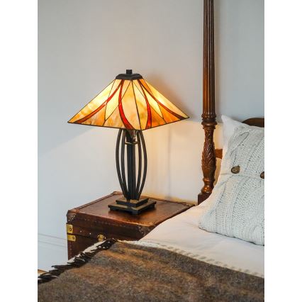 Elstead - Lámpara de sobremesa Tiffany ASHEVILLE 2xE27/60W/230V