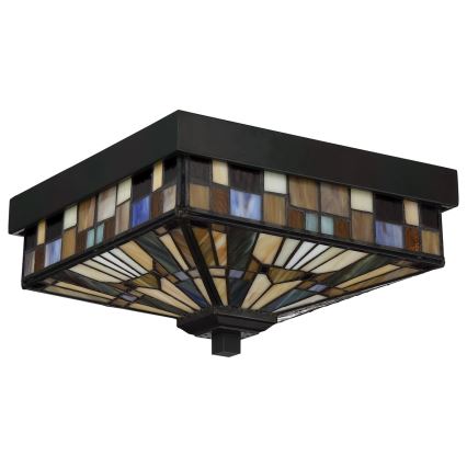 Elstead - Luminaria de techo exterior Tiffany INGLENOOK 2xE27/60W/230V IP44