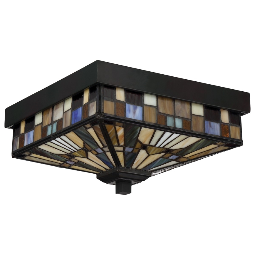 Elstead - Luminaria de techo exterior Tiffany INGLENOOK 2xE27/60W/230V IP44