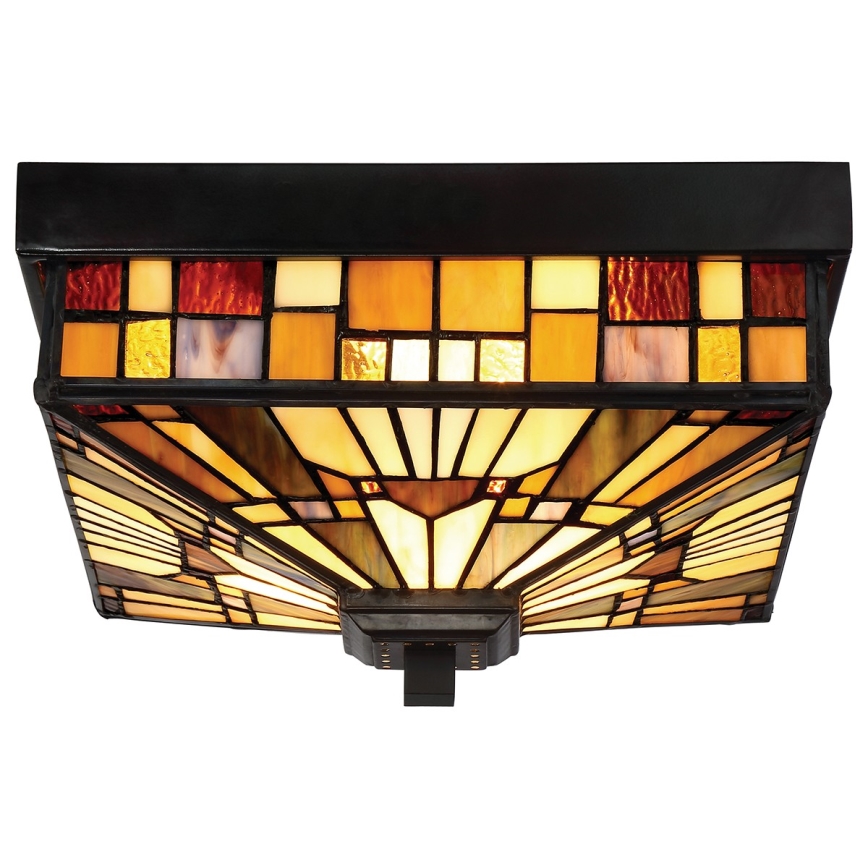 Elstead - Luminaria de techo exterior Tiffany INGLENOOK 2xE27/60W/230V IP44