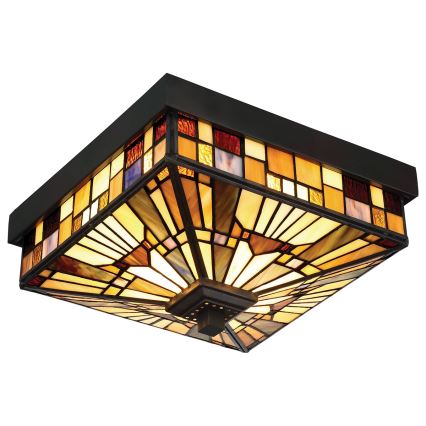 Elstead - Luminaria de techo exterior Tiffany INGLENOOK 2xE27/60W/230V IP44