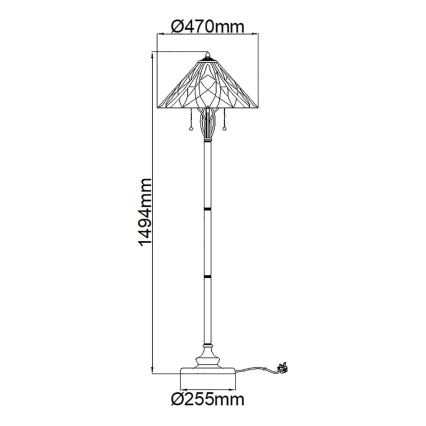 Elstead - Lámpara de pie Tiffany VICTORY 2xE27/60W/230V