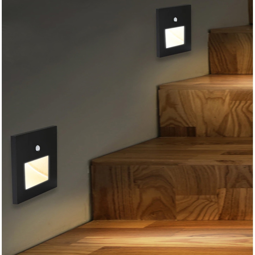 Emithor 70418 - Luz LED de escalera con sensor SUNNY LED/1W/230V 4000K negro