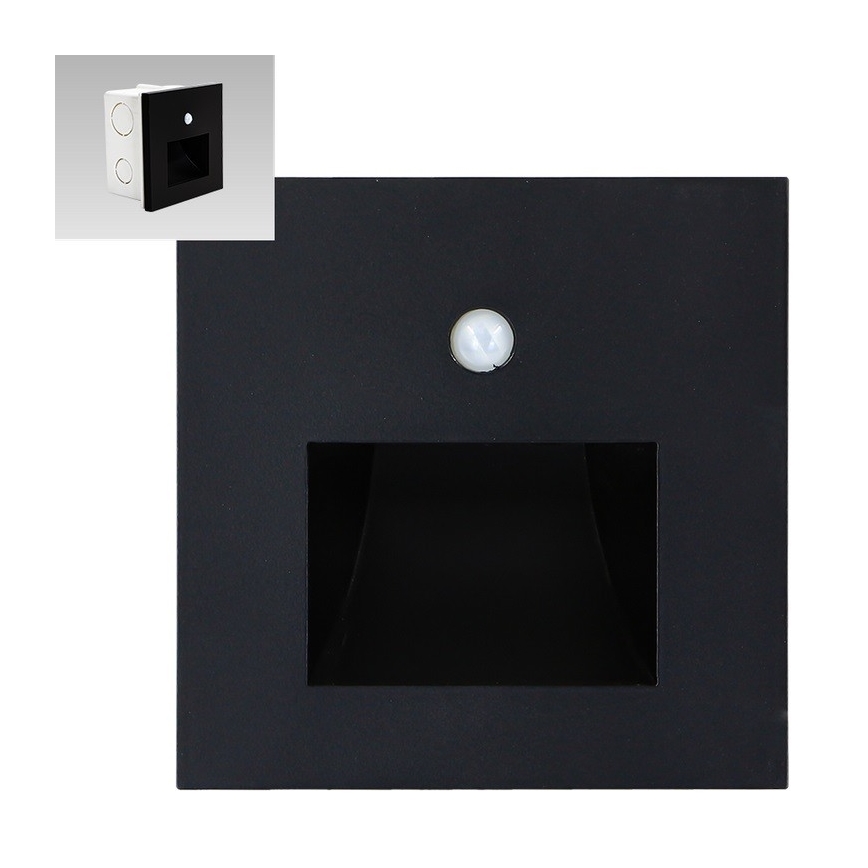 Emithor 70418 - Luz LED de escalera con sensor SUNNY LED/1W/230V 4000K negro
