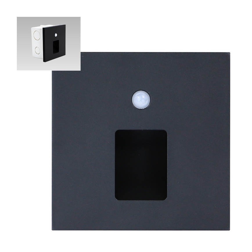 Emithor 70424 - Lámpara LED para escaleras con sensor VIX LED/1W/230V 4000K negro