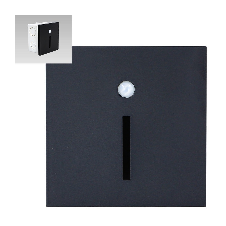 Emithor 70430 - Lámpara LED para escaleras con sensor LINE LED/1W/230V negro