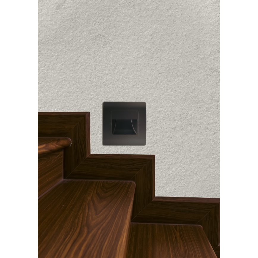 Emithor 70438 - Iluminación de la escalera LED STEP LIGHT LED/1W/230V 4000K negro