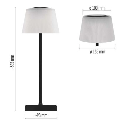 Lámpara LED recargable y regulable KATIE LED/4W/10V 1800mAh IP44 CRI 90 negro