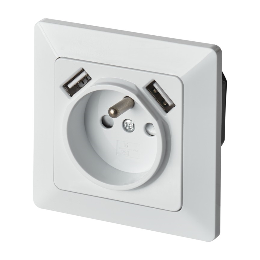 Enchufe doméstico con USB FRENCH 250V/16A