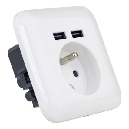 Enchufe doméstico con USB tipo francés 250V/16A