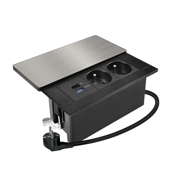 Enchufe empotrado con carga inalámbrica de 20 W, 2 tomas + USB-A + USB-C
