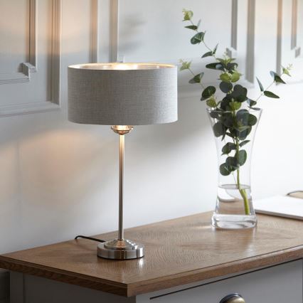 Endon 100646 - Lámpara de mesa HIGHCLERE 1xE14/7W/230V beige/cromo mate Ø 25 cm