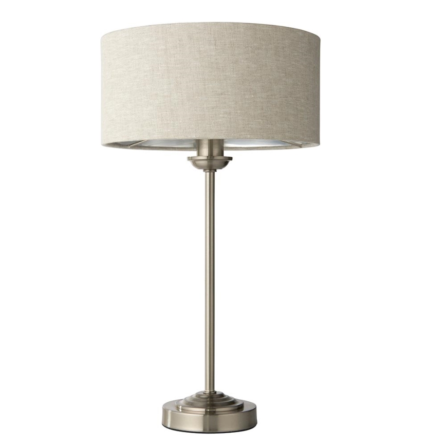 Endon 100646 - Lámpara de mesa HIGHCLERE 1xE14/7W/230V beige/cromo mate Ø 25 cm