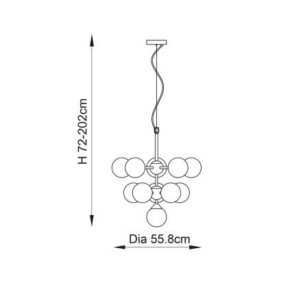 Endon 101147 - Lámpara colgante con cable OSCAR 11xG9/18W/230V negro/ahumado
