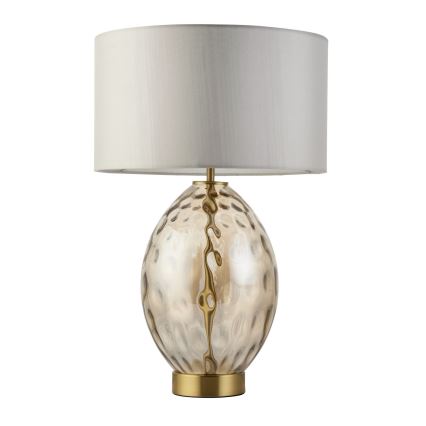 Endon 101150 - Lámpara de mesa regulable ERIN 1xE27/10W/230V blanco/latón/beige ahumado