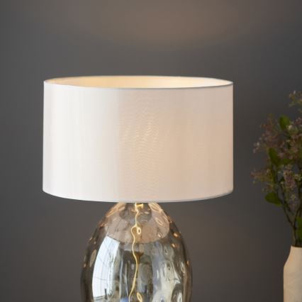 Endon 101150 - Lámpara de mesa regulable ERIN 1xE27/10W/230V blanco/latón/beige ahumado