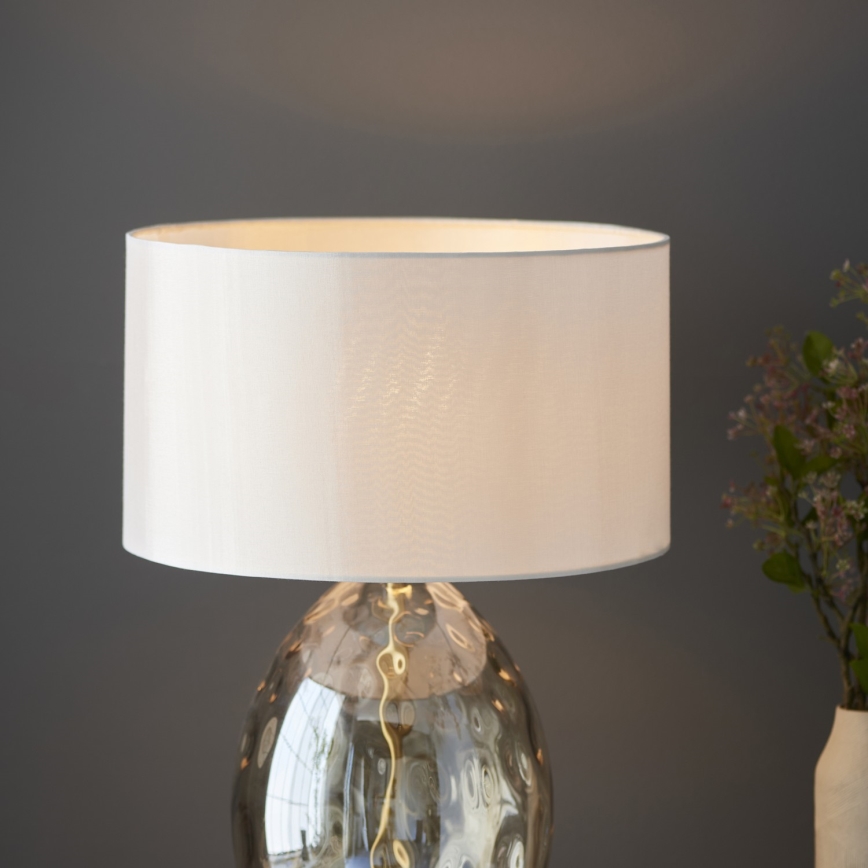 Endon 101150 - Lámpara de mesa regulable ERIN 1xE27/10W/230V blanco/latón/beige ahumado