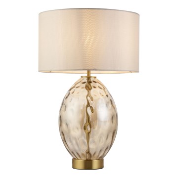 Endon 101150 - Lámpara de mesa regulable ERIN 1xE27/10W/230V blanco/latón/beige ahumado