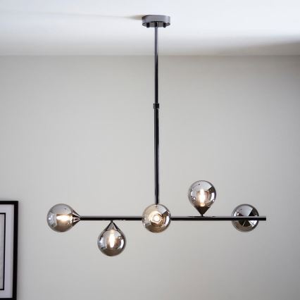 Endon 101348 - Lámpara de techo en varilla OTIS 5xG9/3W/230V negro cromado/negro ahumado