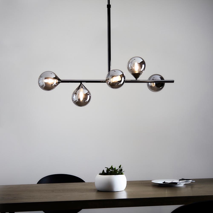 Endon 101348 - Lámpara de techo en varilla OTIS 5xG9/3W/230V negro cromado/negro ahumado