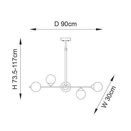 Endon 101348 - Lámpara de techo en varilla OTIS 5xG9/3W/230V negro cromado/negro ahumado