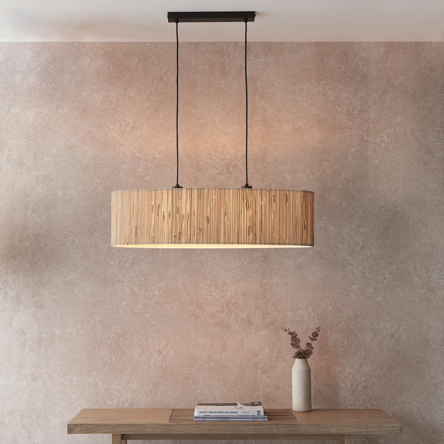 Endon 101692 - Lámpara colgante LONGSHORE 2xE27/10W/230V beige