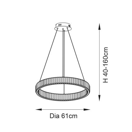 Endon 102255 - Lámpara colgante LED regulable LAGUNA, 36W/230V, suspensión por cable, cromo brillante