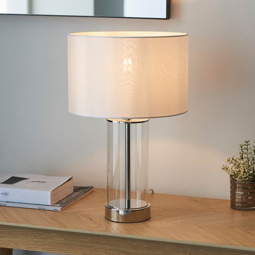 Endon 102674 - Lámpara de mesa regulable LESSINA 1xE27/10W/230V cromo brillante/blanco