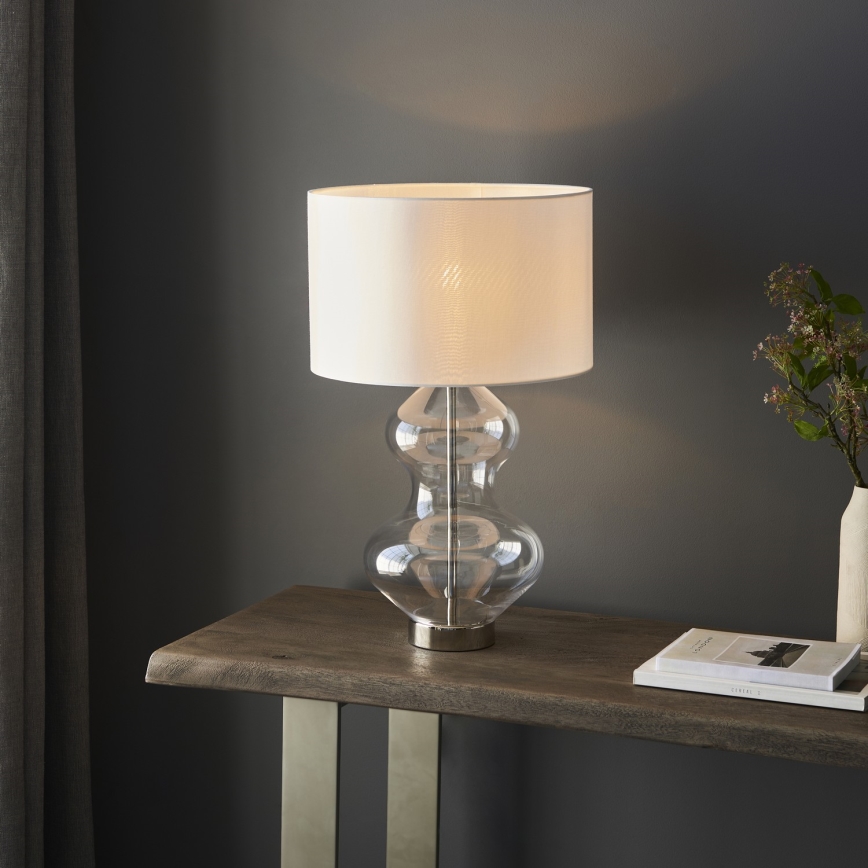 Endon 102676 - Lámpara de mesa regulable KELDA 1xE27/10W/230V blanco/cromo mate