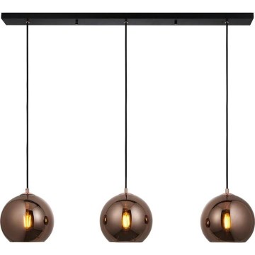 Endon 102929 - Lámpara colgante BOLI 3xE27/10W/230V negro/marrón ahumado
