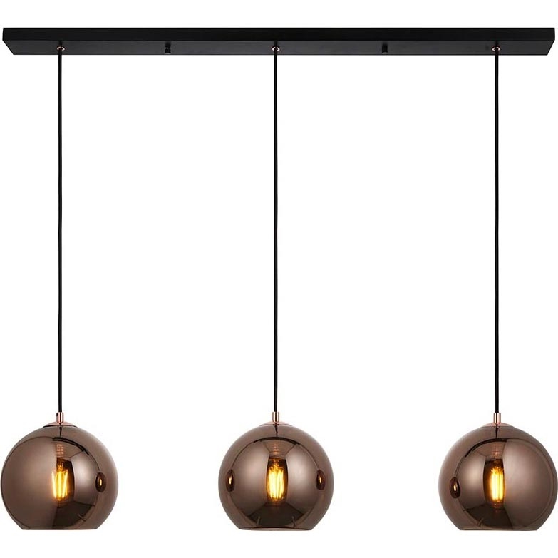 Endon 102929 - Lámpara colgante BOLI 3xE27/10W/230V negro/marrón ahumado