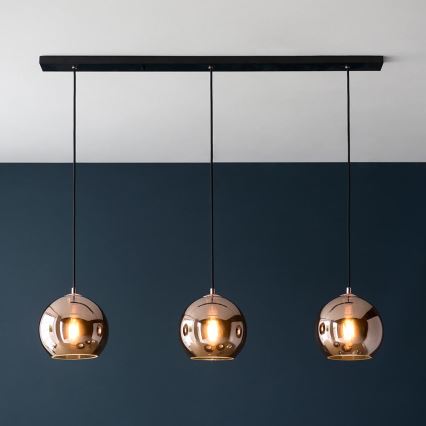 Endon 102929 - Lámpara colgante BOLI 3xE27/10W/230V negro/marrón ahumado