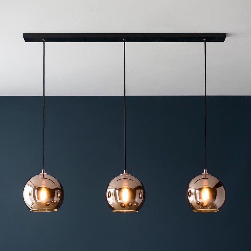 Endon 102929 - Lámpara colgante BOLI 3xE27/10W/230V negro/marrón ahumado