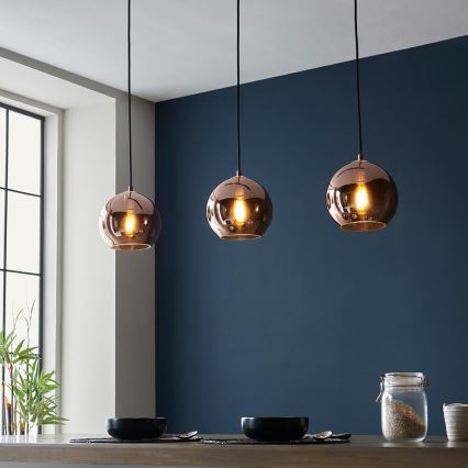 Endon 102929 - Lámpara colgante BOLI 3xE27/10W/230V negro/marrón ahumado