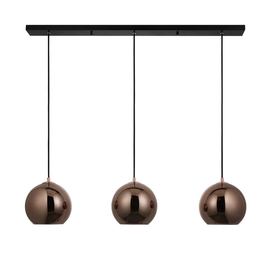 Endon 102929 - Lámpara colgante BOLI 3xE27/10W/230V negro/marrón ahumado