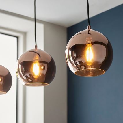 Endon 102929 - Lámpara colgante BOLI 3xE27/10W/230V negro/marrón ahumado