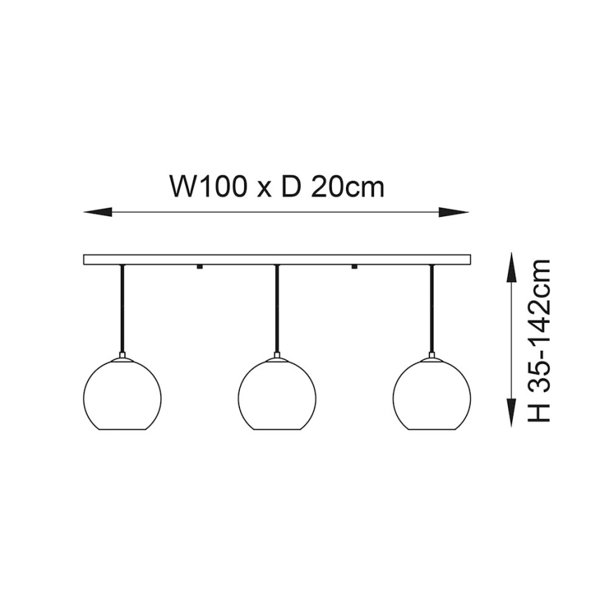 Endon 102929 - Lámpara colgante BOLI 3xE27/10W/230V negro/marrón ahumado