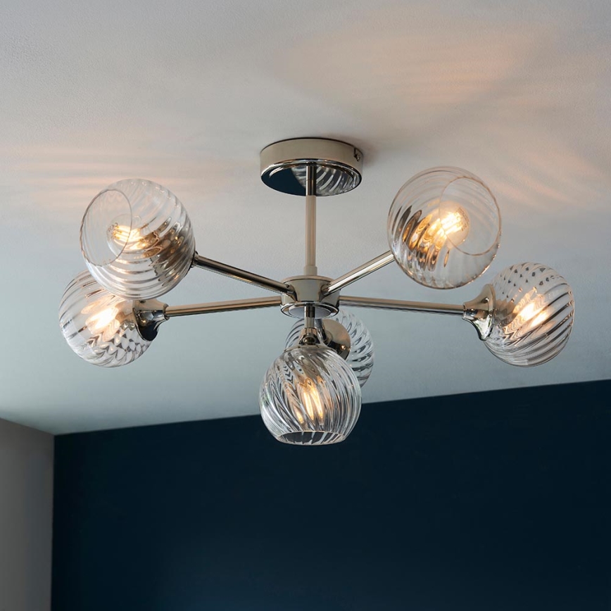 Endon 104050 - Lámpara colgante ALLEGRA 6xE14/7W/230V cromo brillante/transparente