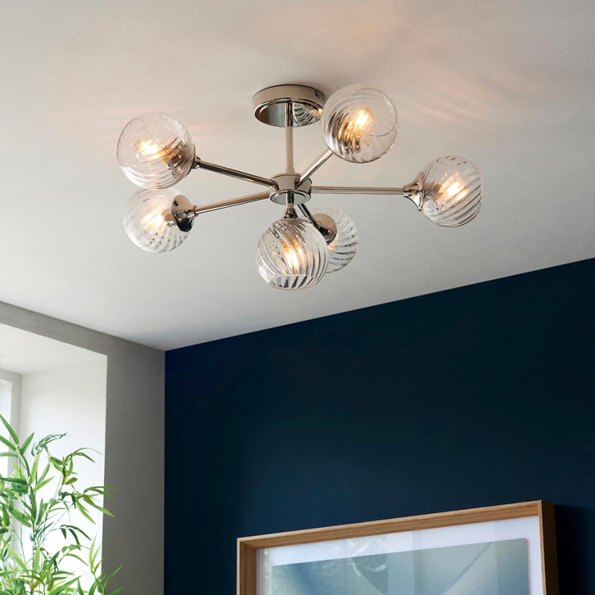 Endon 104050 - Lámpara colgante ALLEGRA 6xE14/7W/230V cromo brillante/transparente