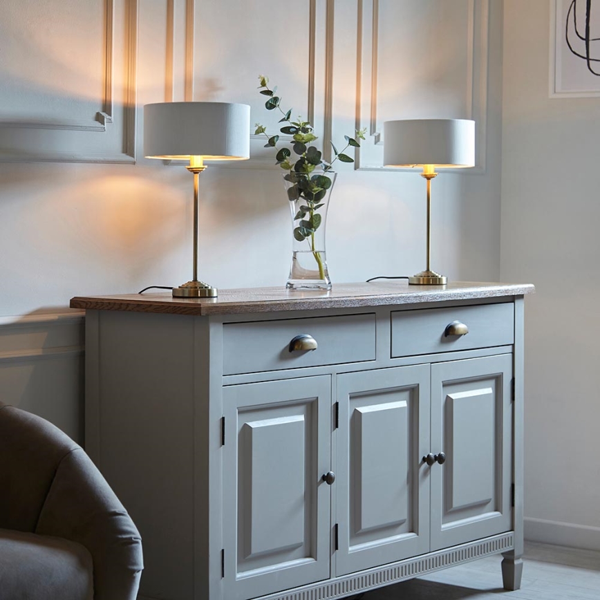 Endon 104054 - Lámpara de mesa HIGHCLERE 1xE14/7W/230V blanco/latón diá. 25 cm