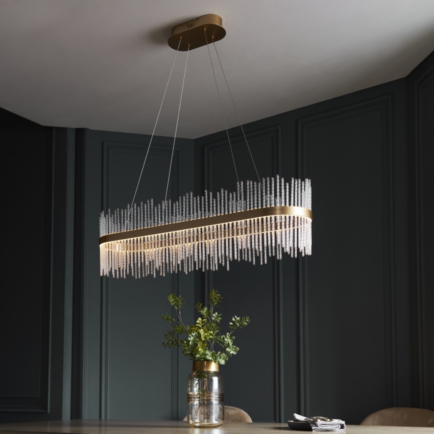 Endon 104082 - Lámpara colgante LED regulable con cable ADRIEL LED/47W/230V 3000K dorada/transparente