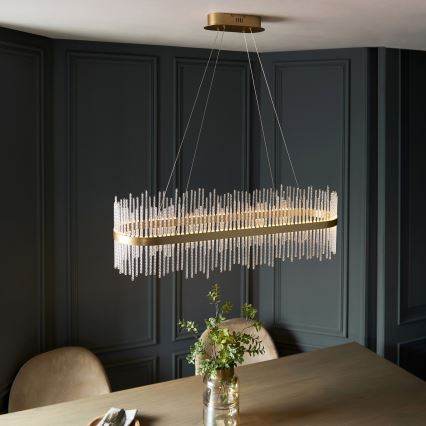 Endon 104082 - Lámpara colgante LED regulable con cable ADRIEL LED/47W/230V 3000K dorada/transparente