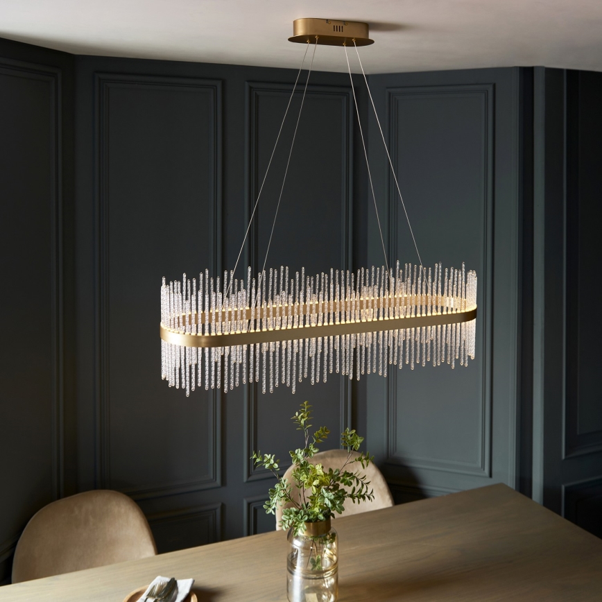 Endon 104082 - Lámpara colgante LED regulable con cable ADRIEL LED/47W/230V 3000K dorada/transparente
