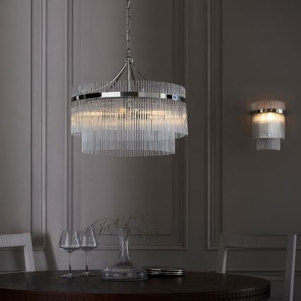 Endon 104112 - Lámpara colgante con cadena MARIETTA 5xE14/7W/230V cromo pulido/cristal transparente
