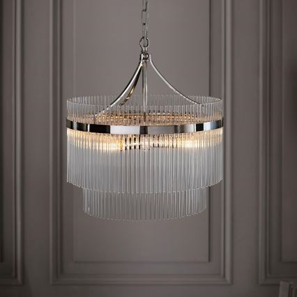 Endon 104112 - Lámpara colgante con cadena MARIETTA 5xE14/7W/230V cromo pulido/cristal transparente