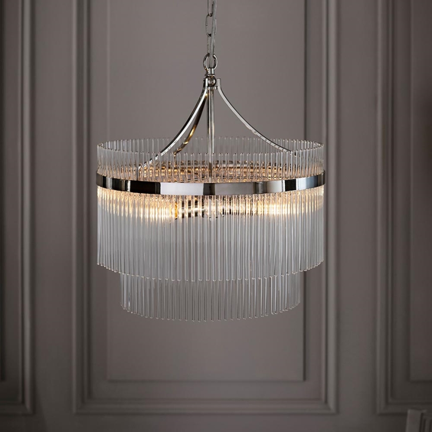 Endon 104112 - Lámpara colgante con cadena MARIETTA 5xE14/7W/230V cromo pulido/cristal transparente