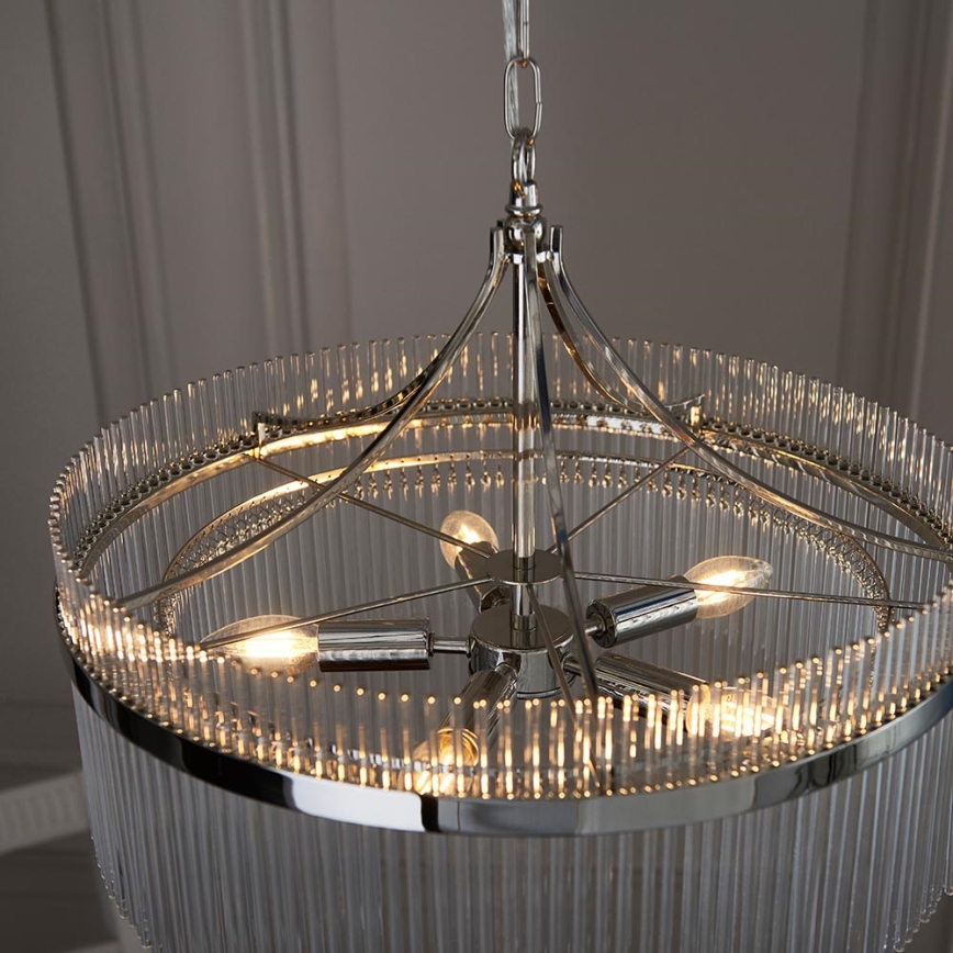 Endon 104112 - Lámpara colgante con cadena MARIETTA 5xE14/7W/230V cromo pulido/cristal transparente